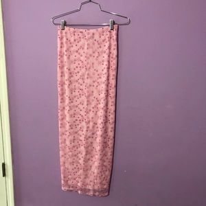 Pink floral rave skirt size medium, back slit